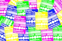 a bunch of colorful stickers on a white background