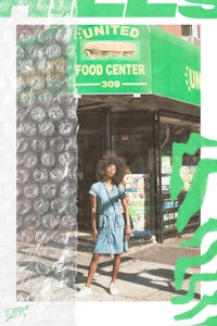 an image of a woman standing in front of a food center